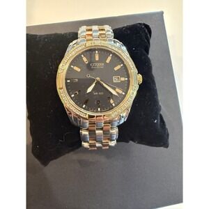 Citizen Eco Drive WR 100 Two Tone Stainless Steel Watch with Diamond‎ Accents